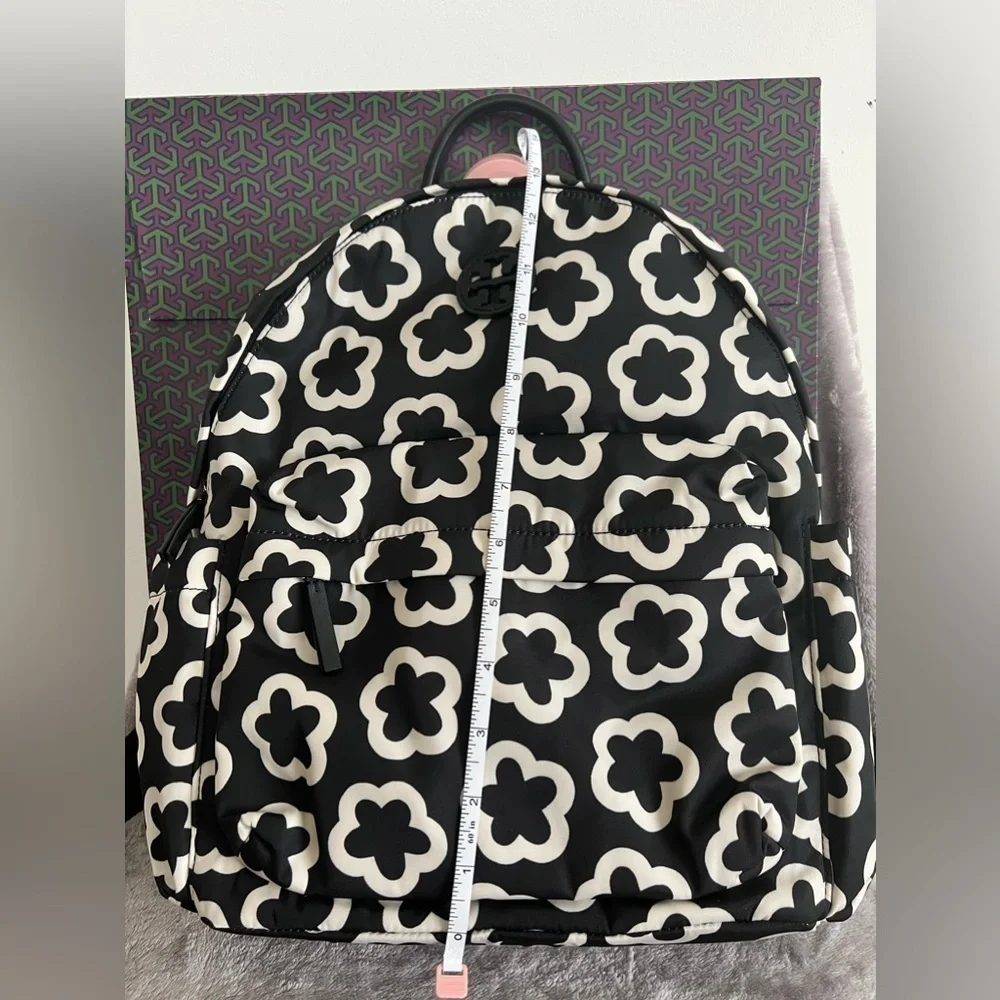 TORY BURCH• ELLA NYLON BACKPACK• IVORY BLACK FLORAL